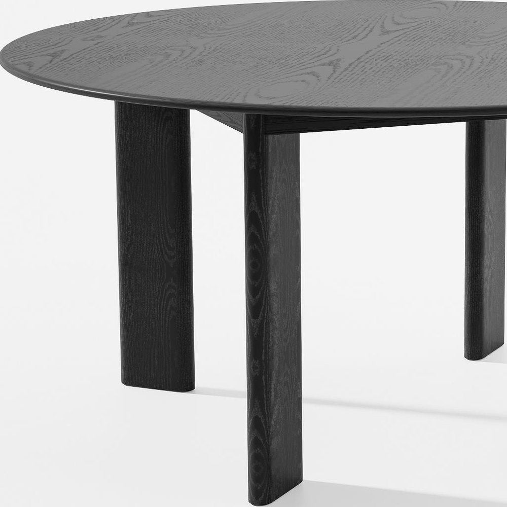58" Black Solid Wood Round Top Dining Table HomeRoots