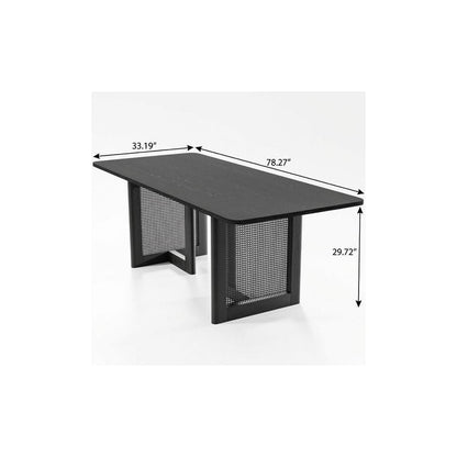 33" Black Solid Wood And Wood Double Pedestal Base Dining Table HomeRoots