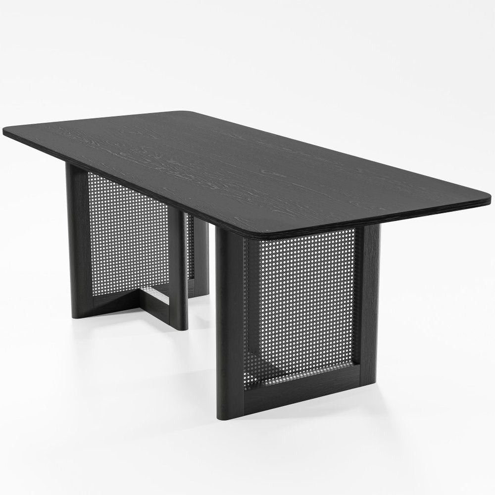 33" Black Solid Wood And Wood Double Pedestal Base Dining Table HomeRoots