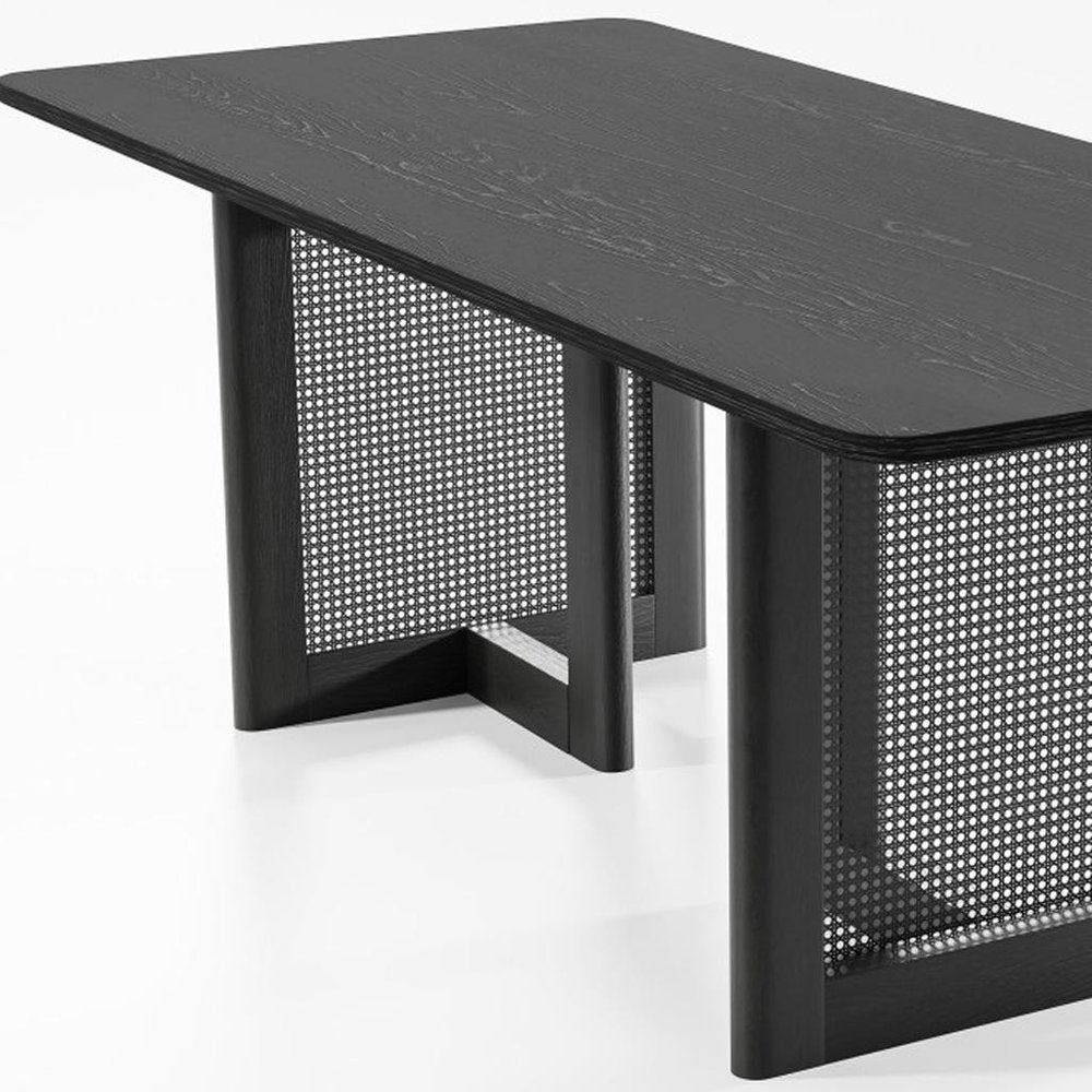 33" Black Solid Wood And Wood Double Pedestal Base Dining Table — view 3