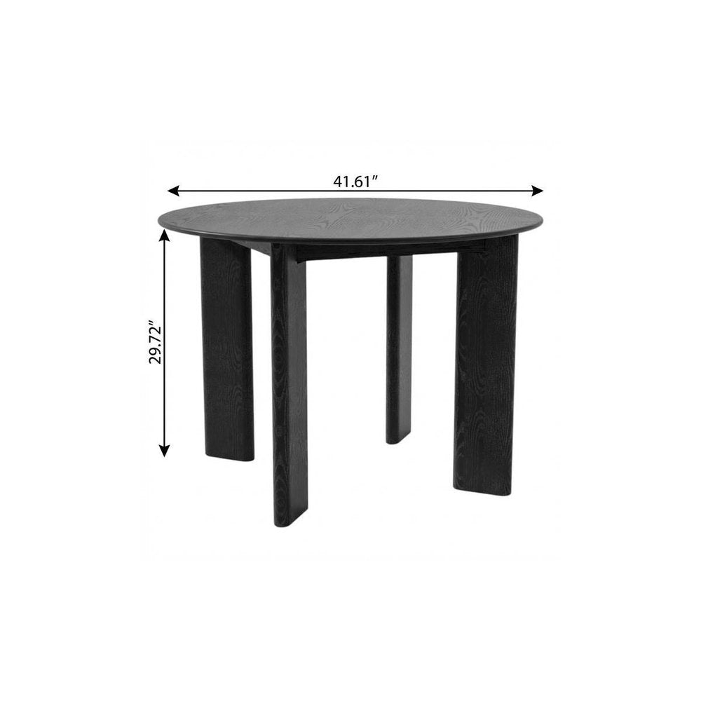 42" Black Solid Wood Round Top Dining Table HomeRoots