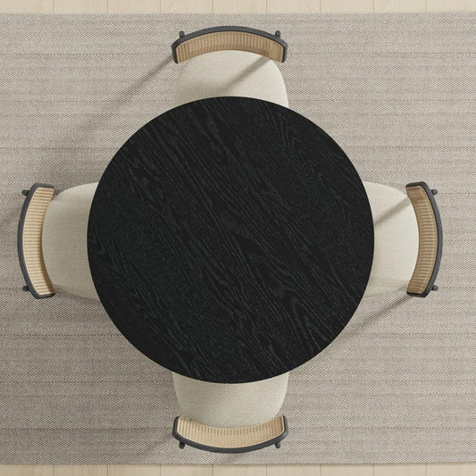 42" Black Solid Wood Round Top Dining Table