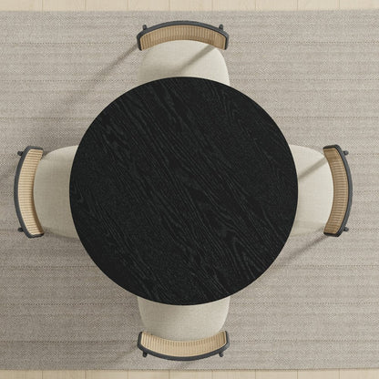 42" Black Solid Wood Round Top Dining Table HomeRoots