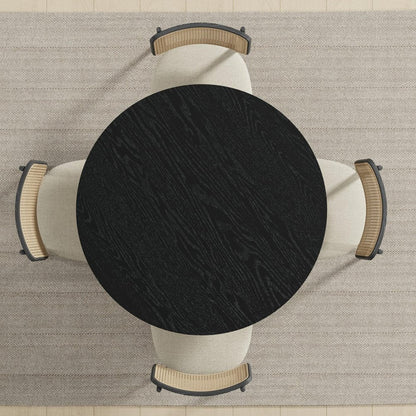 42" Black Solid Wood Round Top Dining Table HomeRoots