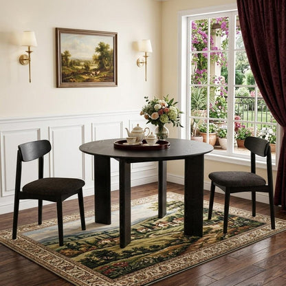 45" Black Solid Wood Round Top Dining Table HomeRoots