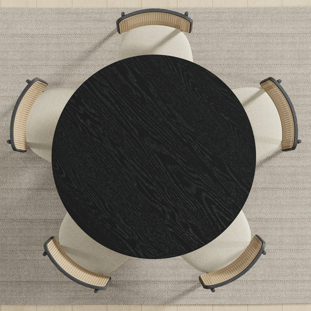 45" Black Solid Wood Round Top Dining Table HomeRoots