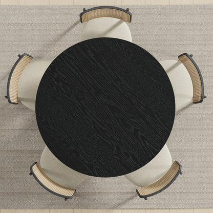 45" Black Solid Wood Round Top Dining Table HomeRoots