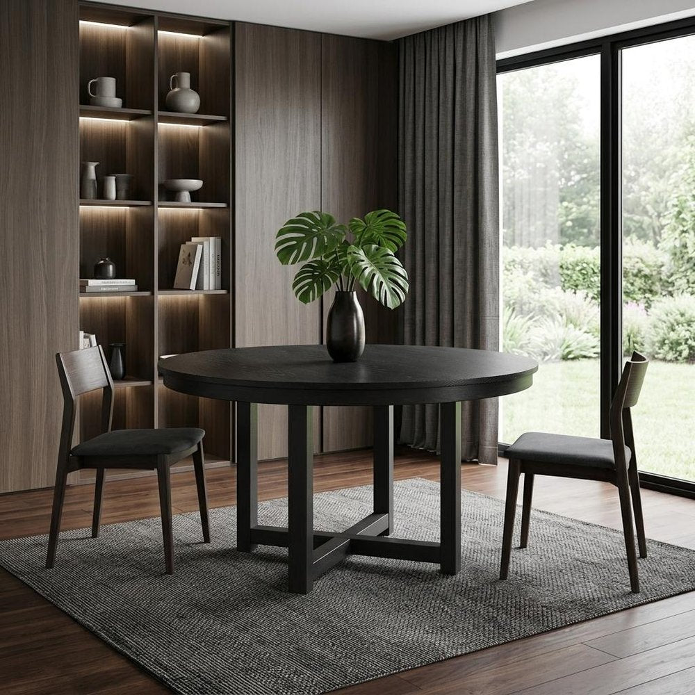 45" Black Solid Wood Rounded Bar Table HomeRoots