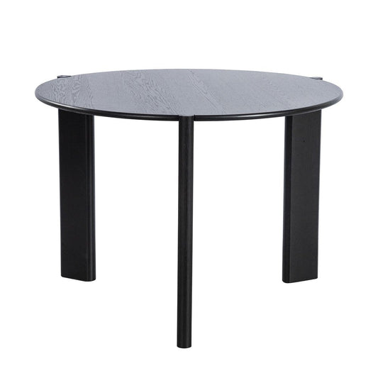 42" Black Solid Wood Three Leg Base Round Top Dining Table