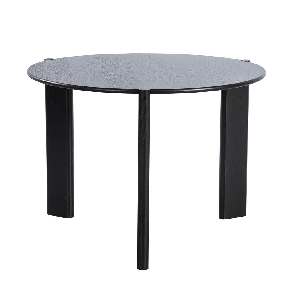 42" Black Solid Wood Three Leg Base Round Top Dining Table — view 3