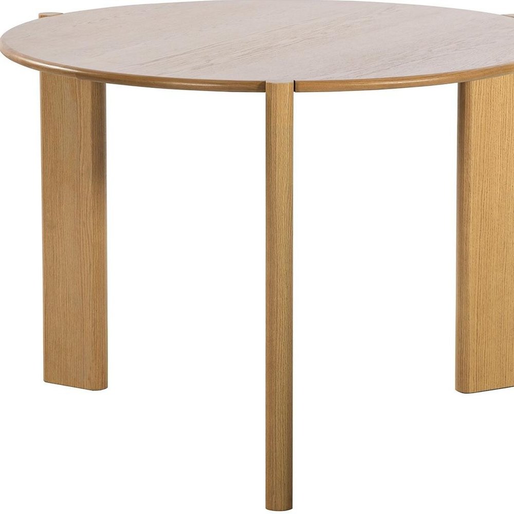 42" Natural Solid Wood Three Leg Base Round Top Dining Table HomeRoots