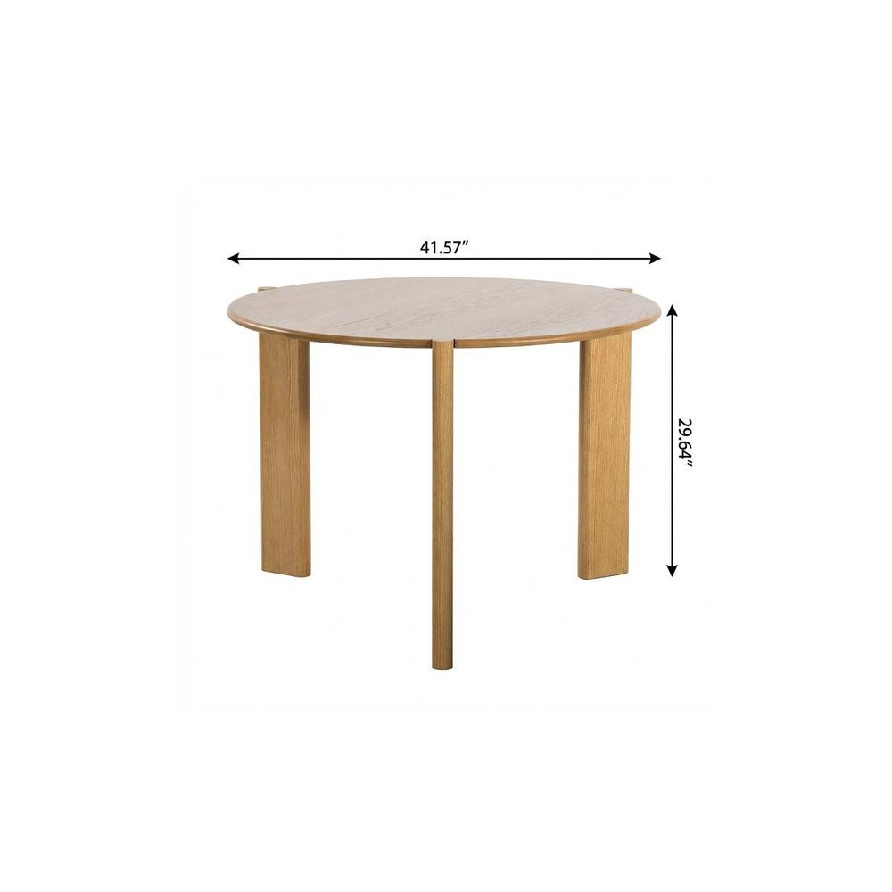 42" Natural Solid Wood Three Leg Base Round Top Dining Table HomeRoots