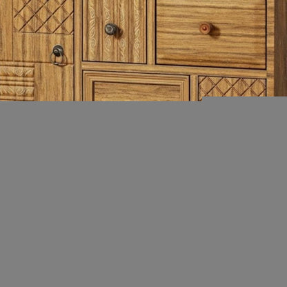 32" Sepia Solid Wood Console Accent Cabinet With Single Door And Four Drawers HomeRoots