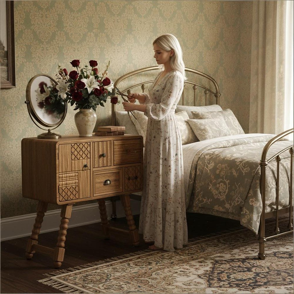 32" Sepia Solid Wood Console Accent Cabinet With Single Door And Four Drawers HomeRoots