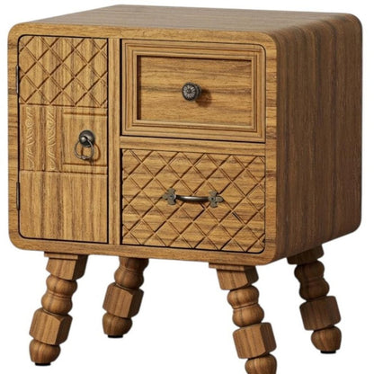 19" Sepia Solid Wood Accent Cabinet With Single Door And Two Drawers HomeRoots