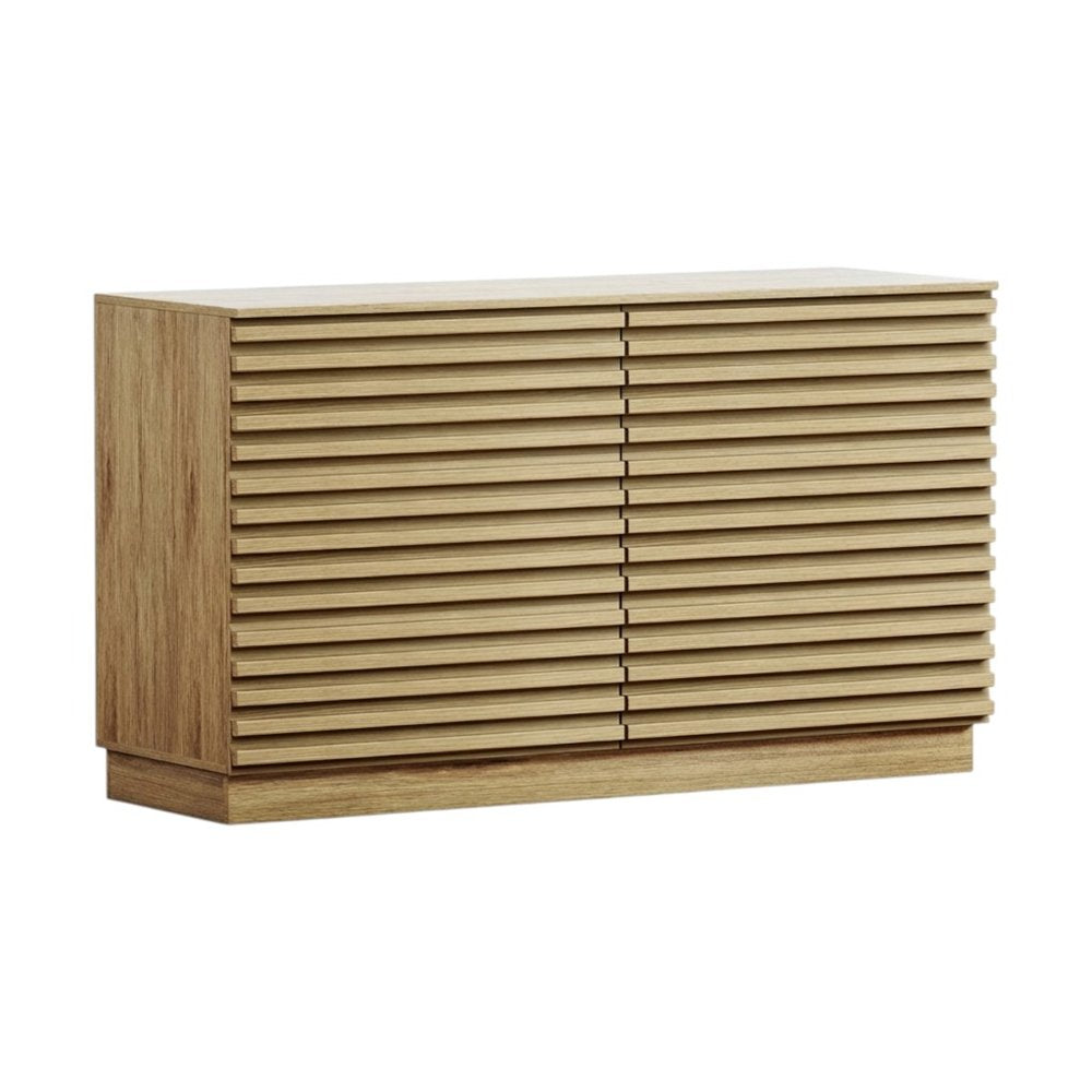47" Natural And Oak Ribbed Texture Wood Six Drawer Double Dresser — view 2