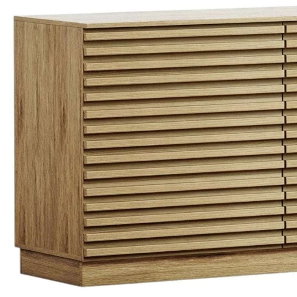 47" Natural And Oak Ribbed Texture Wood Six Drawer Double Dresser — view 3