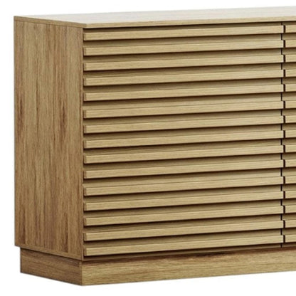 47" Natural And Oak Ribbed Texture Wood Six Drawer Double Dresser