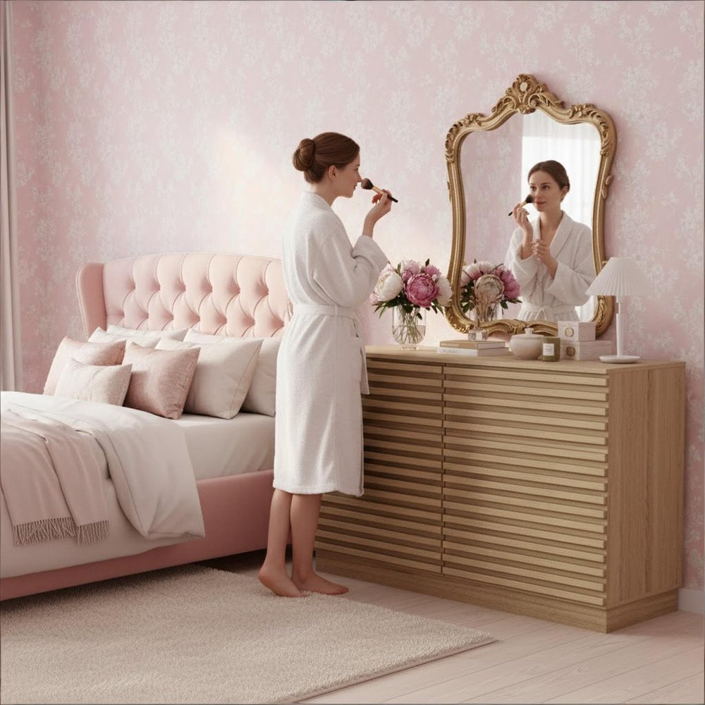 47" Oak Solid Wood Console Accent Cabinet With Six Drawers HomeRoots