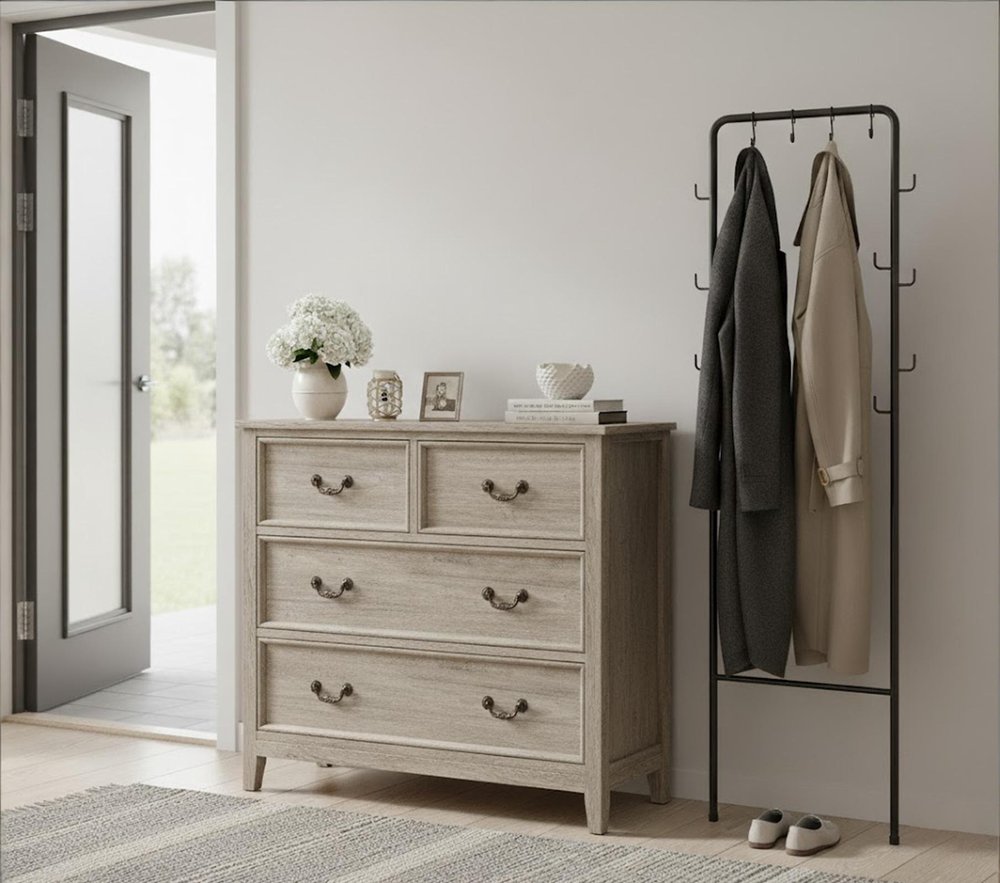 47" Light Gray Solid Wood Console Accent Cabinet With Six Drawers HomeRoots