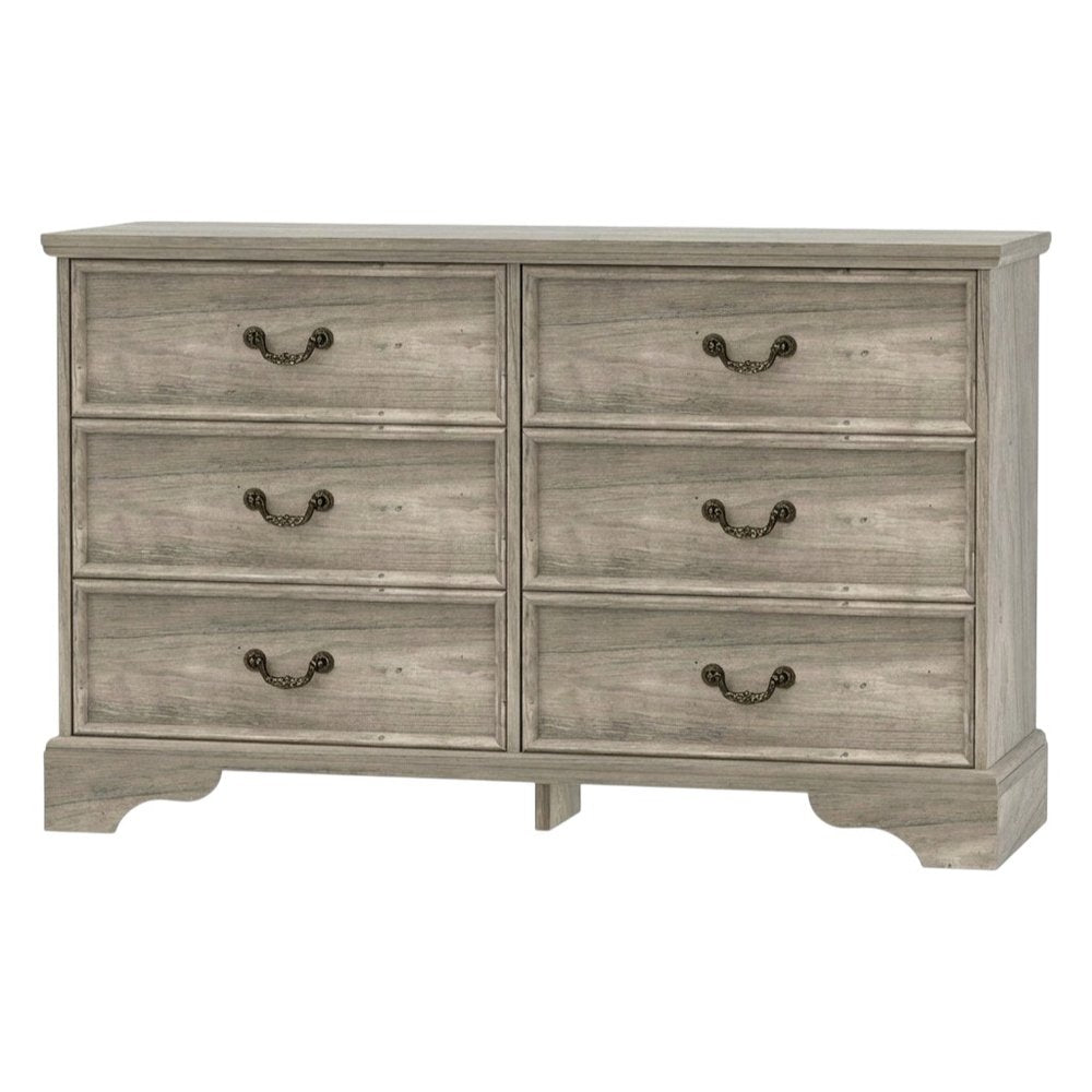 47" Light Gray Solid Wood Console Accent Cabinet With Six Drawers HomeRoots
