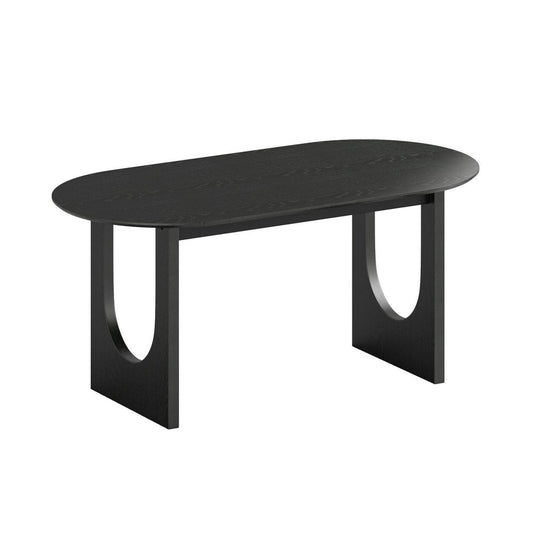 67" Black Solid Wood Double Pedestal Base Oval Dining Table HomeRoots