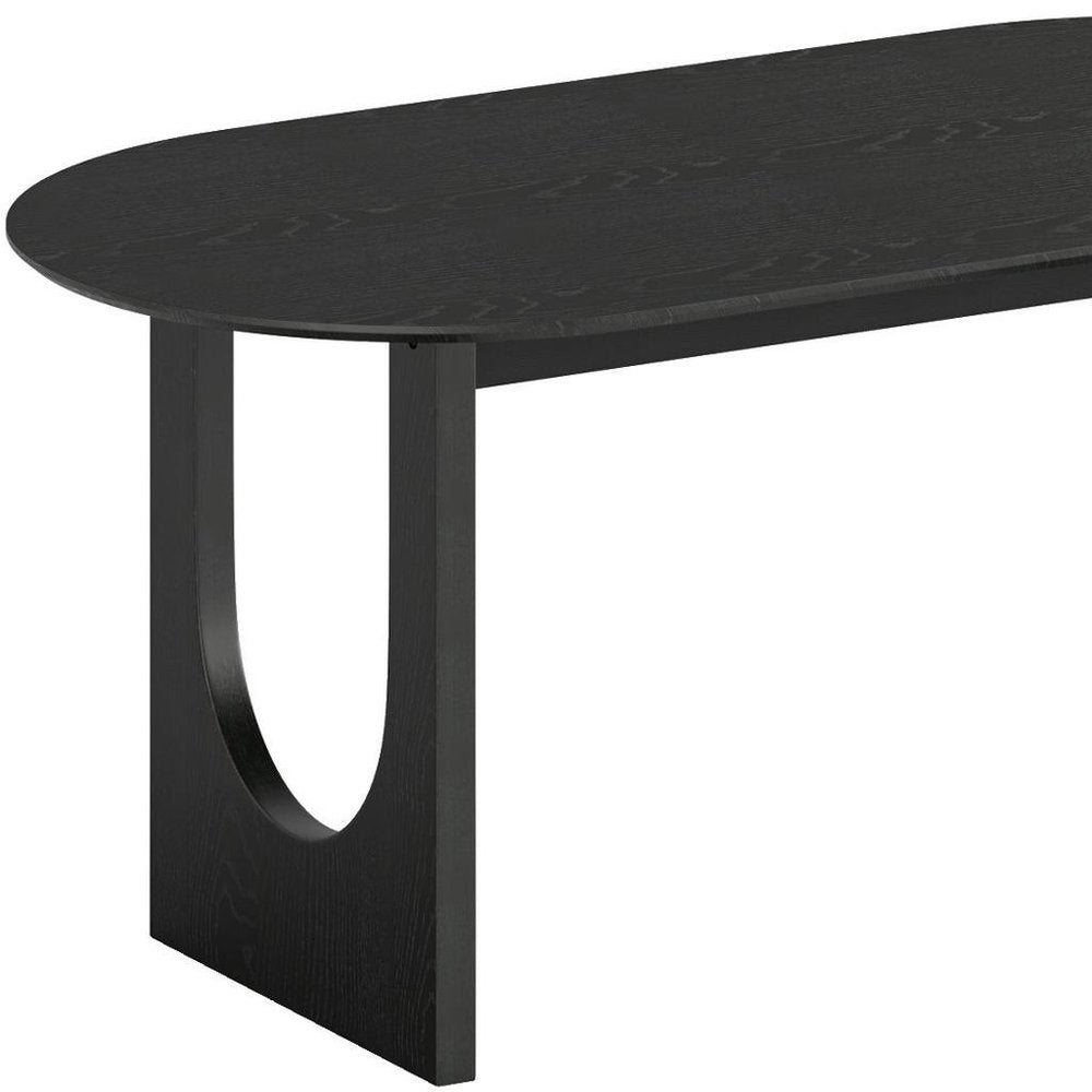 33" Black Solid Wood Pedestal Base Oval Dining Table HomeRoots