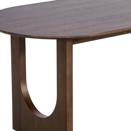 67" Walnut Solid Wood Double Pedestal Base Oval Dining Table HomeRoots