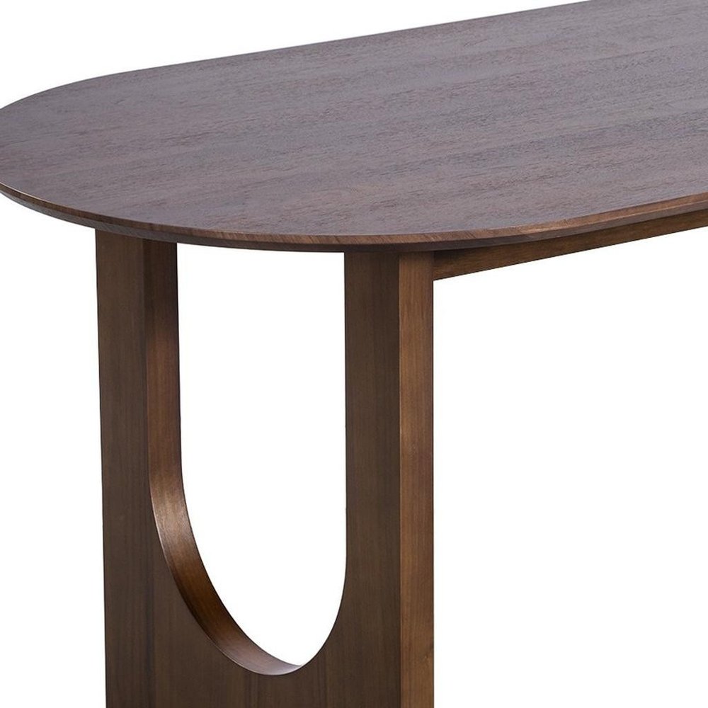 33" Brown Solid Wood Pedestal Base Oval Dining Table HomeRoots