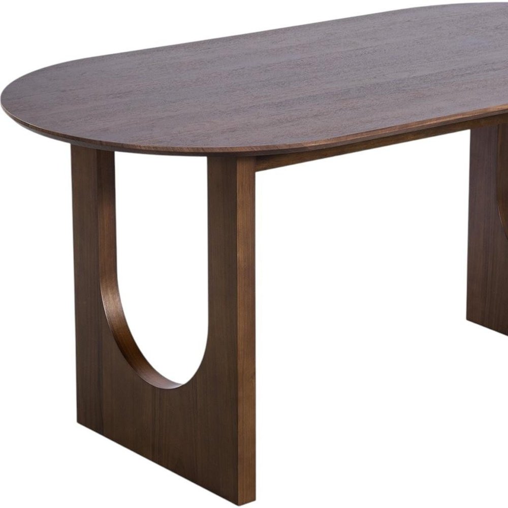 67" Walnut Solid Wood Double Pedestal Base Oval Dining Table HomeRoots