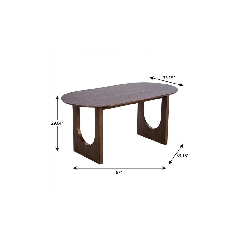 67" Walnut Solid Wood Double Pedestal Base Oval Dining Table HomeRoots