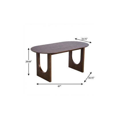 67" Walnut Solid Wood Double Pedestal Base Oval Dining Table HomeRoots