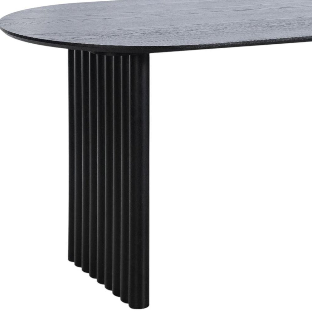 67" Black Solid Wood Sled Base Oval Dining Table HomeRoots