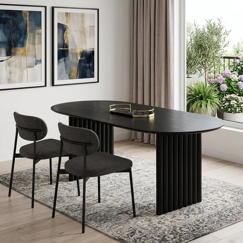 67" Black Solid Wood Sled Base Oval Dining Table HomeRoots