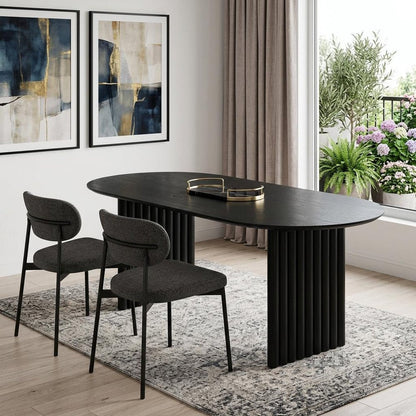 67" Black Solid Wood Sled Base Oval Dining Table HomeRoots