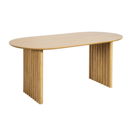 67" Natural Solid Wood Double Pedestal Base Oval Dining Table HomeRoots