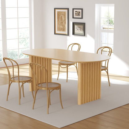 67" Natural Solid Wood Double Pedestal Base Oval Dining Table HomeRoots