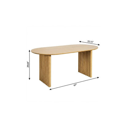 67" Natural Solid Wood Double Pedestal Base Oval Dining Table HomeRoots