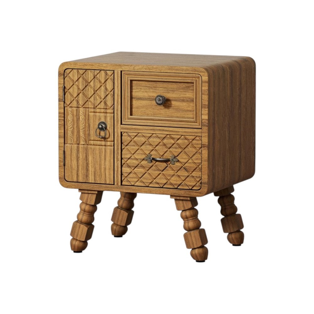 Set Of Two Sepia Solid Wood Console Accent Cabinet With Single Door And Two Drawers HomeRoots