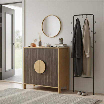 31" Sepia Solid Wood Console Accent Cabinet With Two Doors HomeRoots