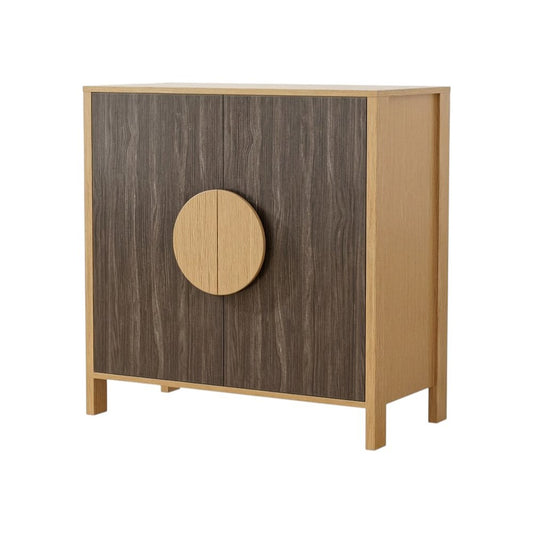 31" Natural and Sepia Solid Wood Console Accent Cabinet With Two Doors HomeRoots