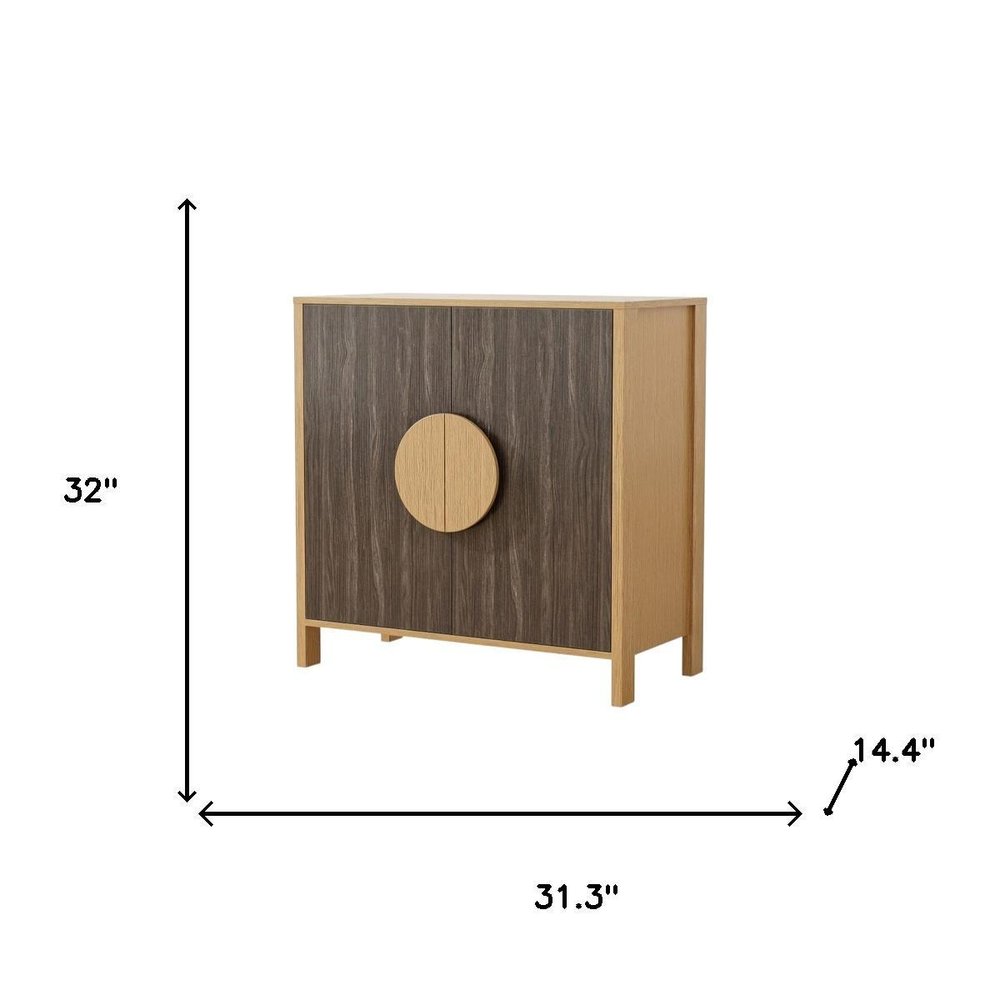 Set Of Two Sepia Solid Wood Console Accent Cabinet With Two Doors HomeRoots