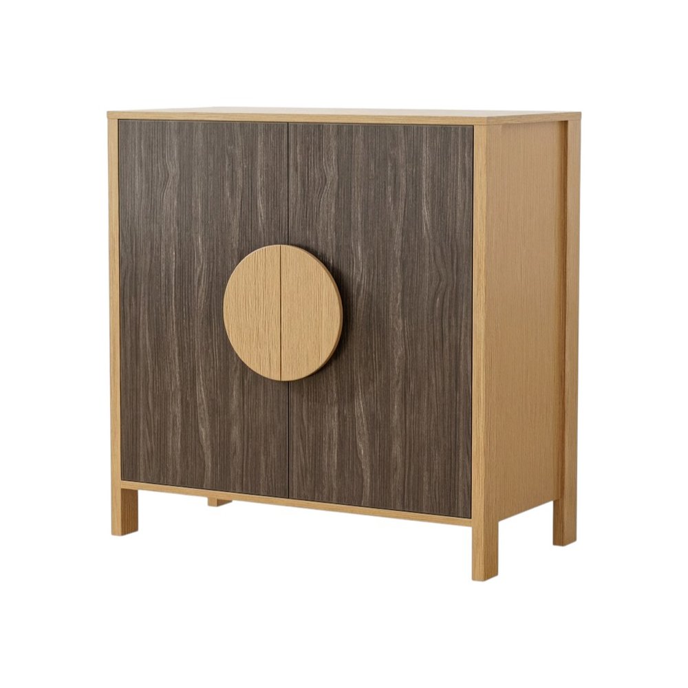 Set Of Two Sepia Solid Wood Console Accent Cabinet With Two Doors HomeRoots
