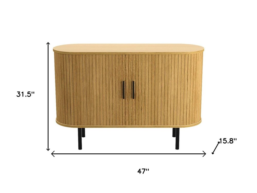 47" Natural Wood Sideboard With Two Sliding Doors — view 4