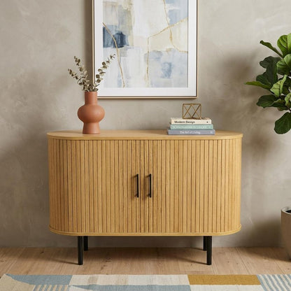 47" Natural Wood Sideboard With Two Sliding Doors