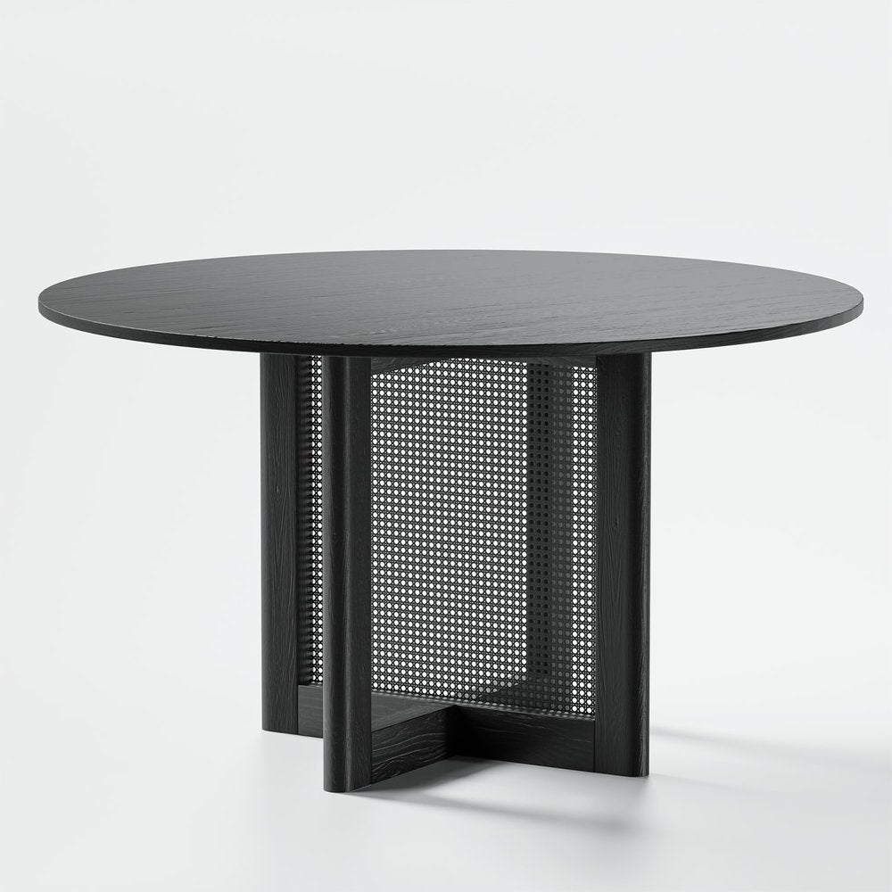 52" Black Wood Double Pedestal Base Round Top Dining Table HomeRoots