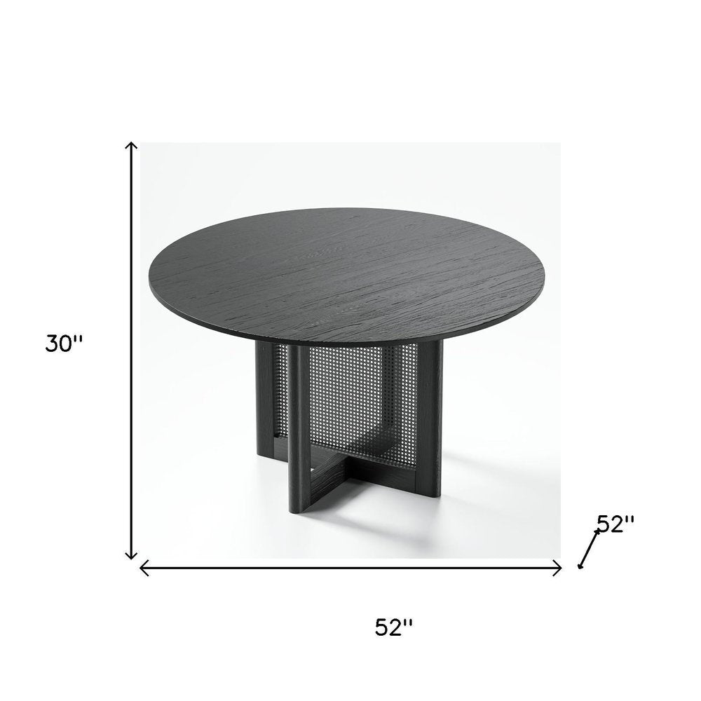 52" Black Wood Double Pedestal Base Round Top Dining Table HomeRoots