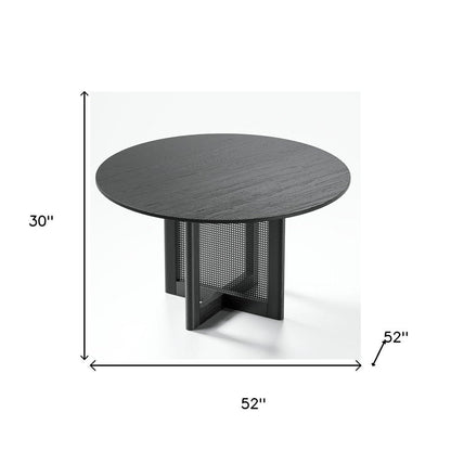 52" Black Wood Double Pedestal Base Round Top Dining Table HomeRoots
