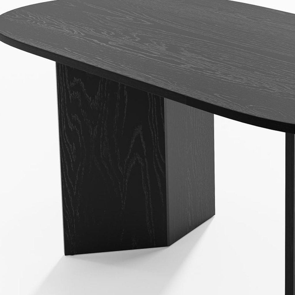 67" Black Wood Double Pedestal Base Oval Dining Table HomeRoots