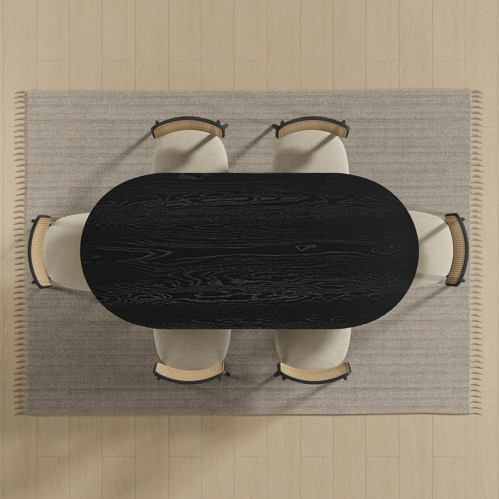 67" Black Wood Double Pedestal Base Oval Dining Table — view 1